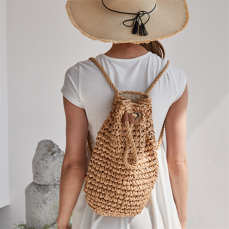 Women'S Raffia Bags - 2023 verão casual palha mochilas femininas