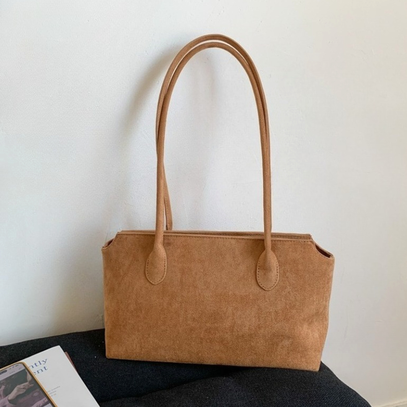 Women Hand Bags For Office - Bolsa de axila de camurça marrom