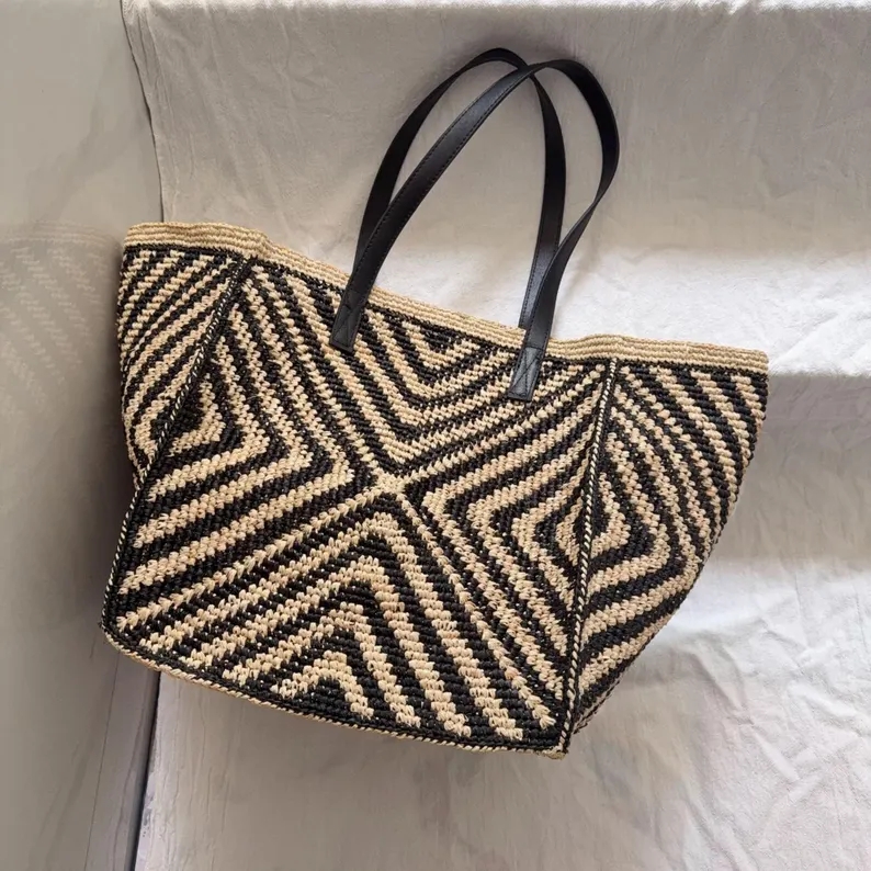 Bolsa tote grande de ráfia fei - Women'S Raffia Bags avaliação e preço