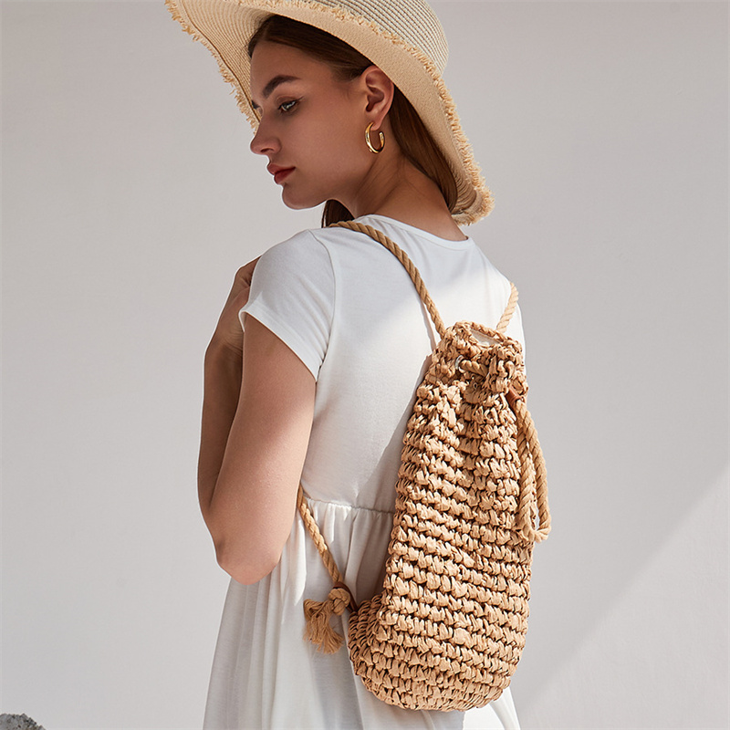 2023 verão casual palha mochil - Women'S Raffia Bags avaliação e preço