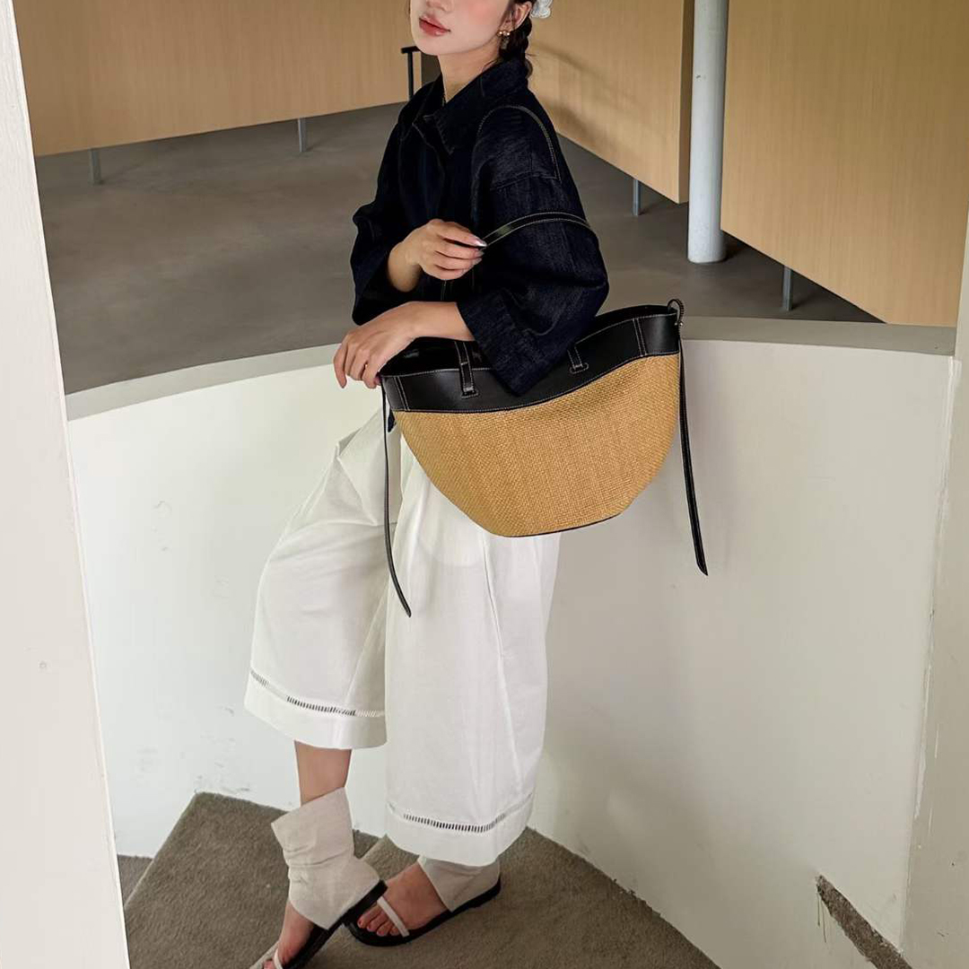 Bolsa Tote de Couro Genuíno Me - Women'S Raffia Bags avaliação e preço